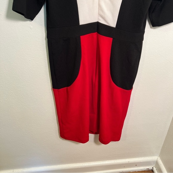 R&K Colorblock Dress Black White Red Textured 10 - Picture 7 of 10
